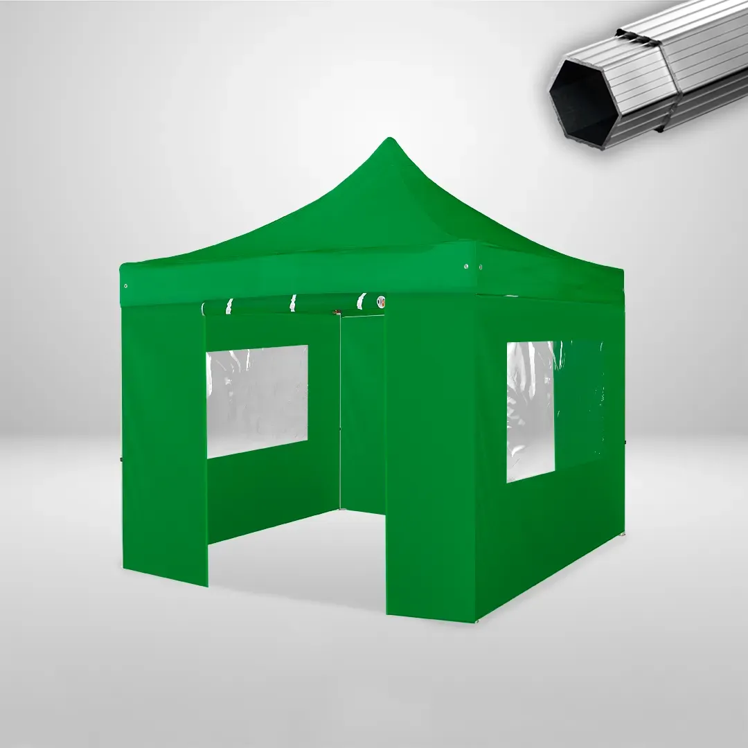 Carpa Plegable 3x3 m, Gama PLUS 40mm, 2 laterales con puerta y 2 laterales con ventanas, verde botella 1 Carpa Plegable 3x3 m, Gama PLUS 40mm, 2 laterales con puerta y 2 laterales con ventanas, verde botella