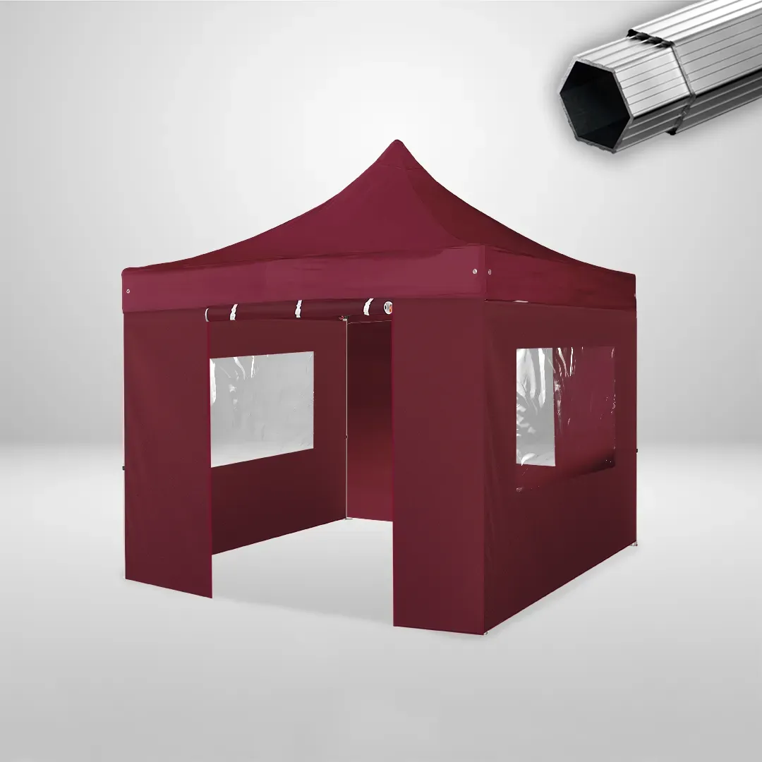 Carpa Plegable 3x3 m, Gama PLUS 40mm, 3 laterales con ventanas y 1 laterales con puerta, burdeos 1 Carpa Plegable 3x3 m, Gama PLUS 40mm, 3 laterales con ventanas y 1 laterales con puerta, burdeos