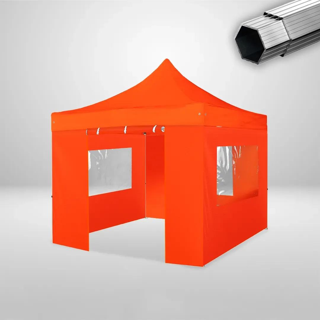 Carpa Plegable 3x3 m, Gama PLUS 40mm, 3 laterales con ventanas y 1 laterales con puerta, naranja 1 Carpa Plegable 3x3 m, Gama PLUS 40mm, 3 laterales con ventanas y 1 laterales con puerta, naranja