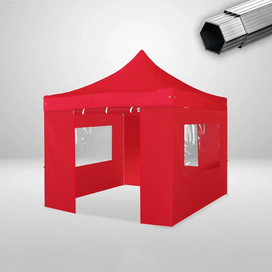 Carpa Plegable 3x3 m, Gama PLUS 40mm, 3 laterales con ventanas y 1 laterales con puerta, rojo 1 Carpa Plegable 3x3 m, Gama PLUS 40mm, 3 laterales con ventanas y 1 laterales con puerta, rojo