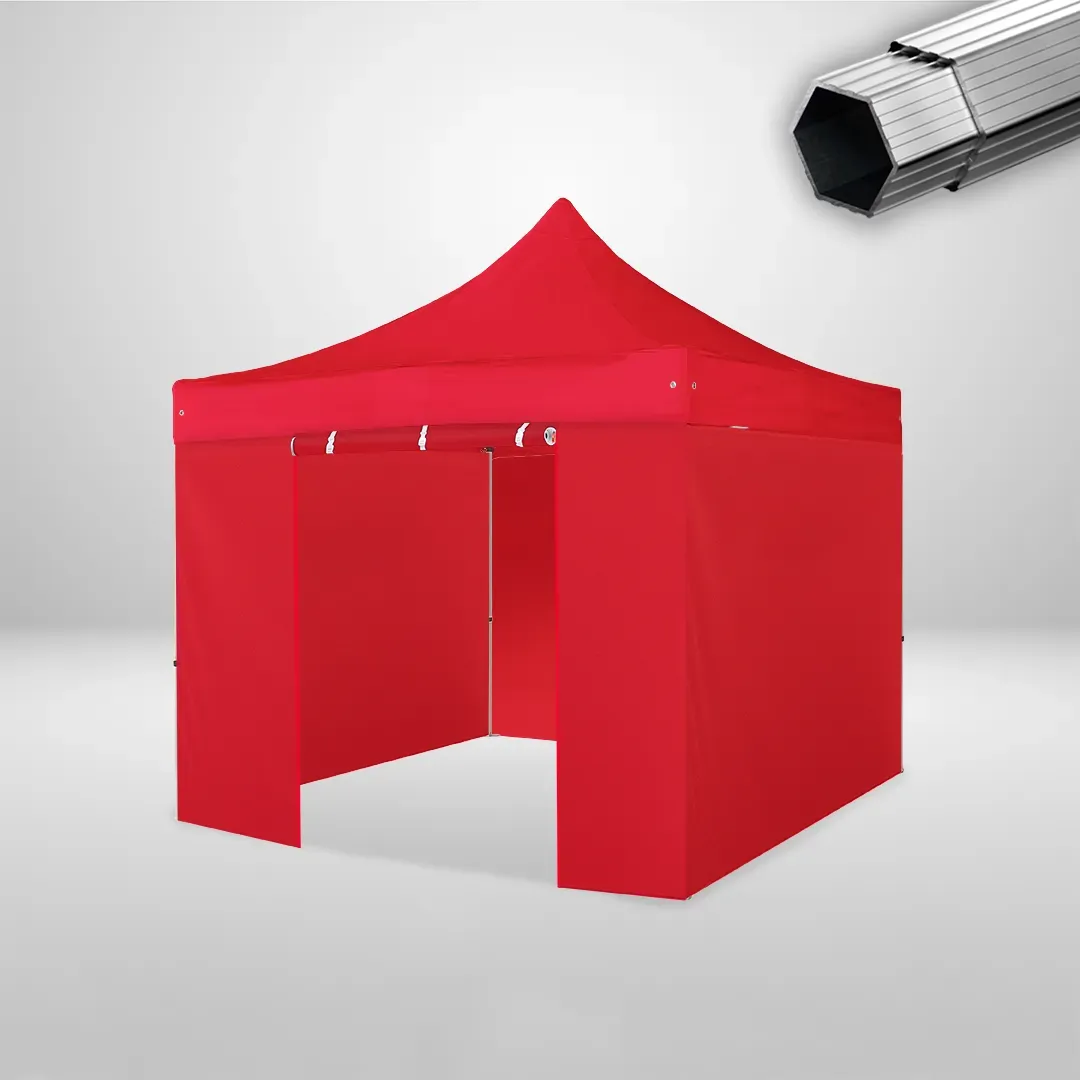 Carpa Plegable 3x3 m, Gama PLUS 40mm, 3 laterales lisos y 1 lateral con puerta, rojo 1 Carpa Plegable 3x3 m, Gama PLUS 40mm, 3 laterales lisos y 1 lateral con puerta, rojo