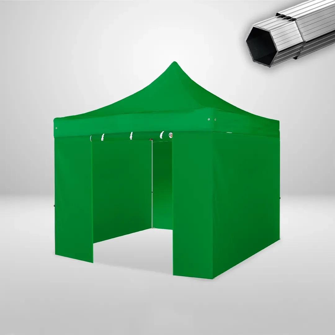 Carpa Plegable 3x3 m, Gama PLUS 40mm, 3 laterales lisos y 1 lateral con puerta, verde botella 1 Carpa Plegable 3x3 m, Gama PLUS 40mm, 3 laterales lisos y 1 lateral con puerta, verde botella