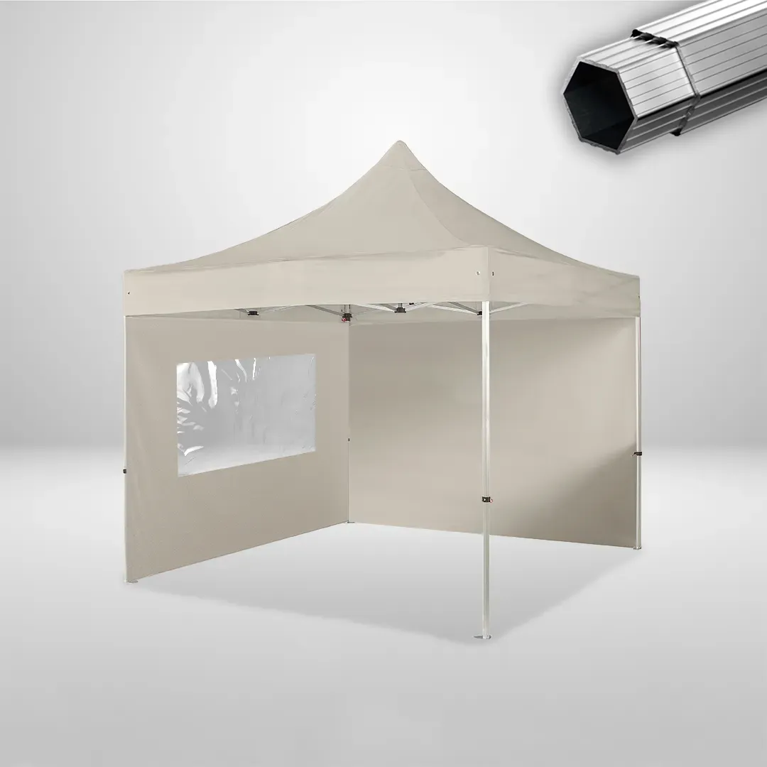 Carpa Plegable 3x3 m, Gama PLUS 40mm, 1 lateral liso y 1 lateral con ventana, beige 1 Carpa Plegable 3x3 m, Gama PLUS 40mm, 1 lateral liso y 1 lateral con ventana, beige