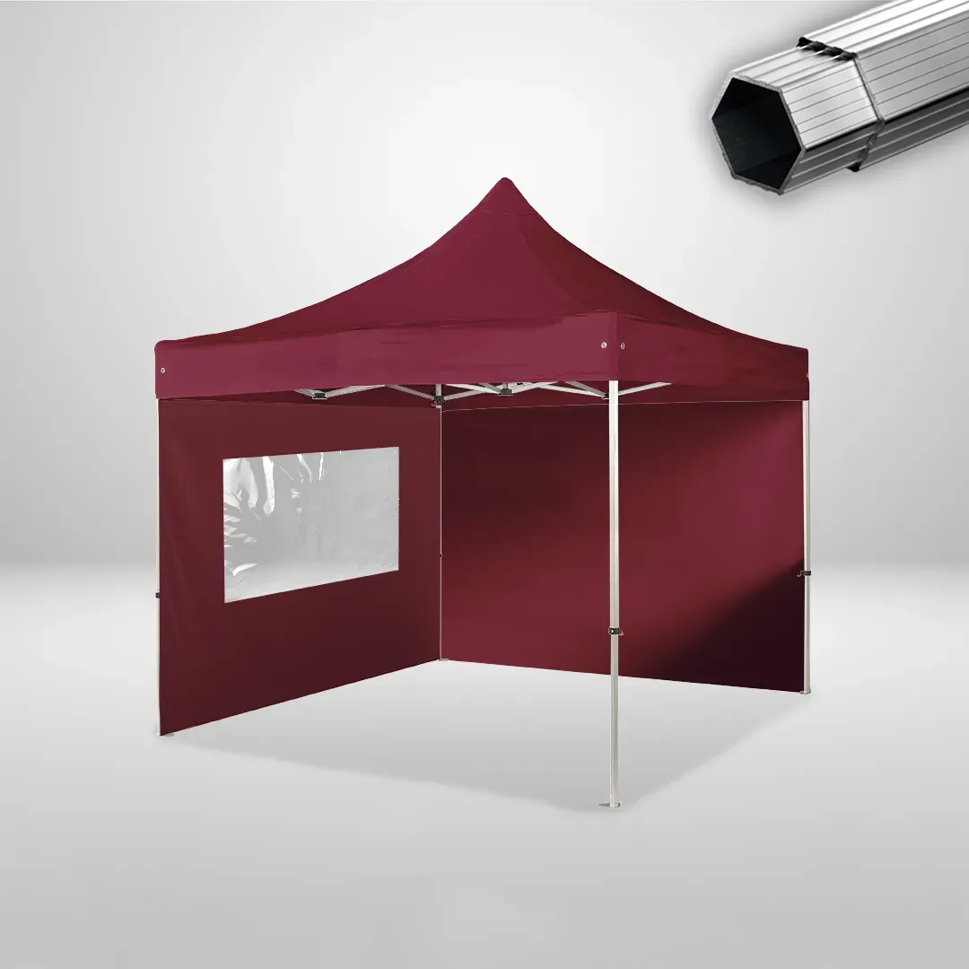 Carpa Plegable 3x3 m, Gama PLUS 40mm, 1 lateral liso y 1 lateral con ventana, burdeos 1 Carpa Plegable 3x3 m, Gama PLUS 40mm, 1 lateral liso y 1 lateral con ventana, burdeos