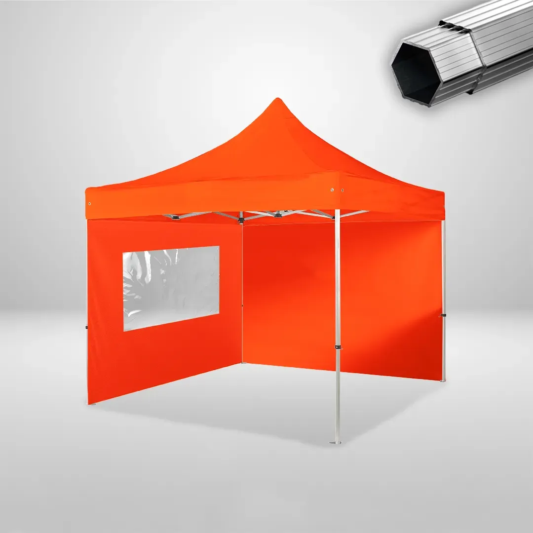 Carpa Plegable 3x3 m, Gama PLUS 40mm, 1 lateral liso y 1 lateral con ventana, naranja 1 Carpa Plegable 3x3 m, Gama PLUS 40mm, 1 lateral liso y 1 lateral con ventana, naranja