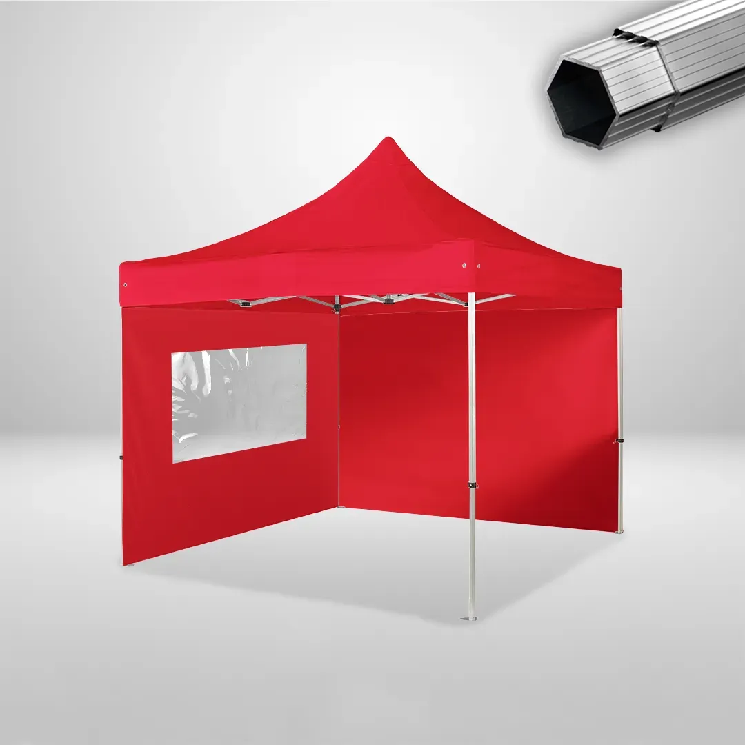 Carpa Plegable 3x3 m, Gama PLUS 40mm, 1 lateral liso y 1 lateral con ventana, rojo 1 Carpa Plegable 3x3 m, Gama PLUS 40mm, 1 lateral liso y 1 lateral con ventana, rojo