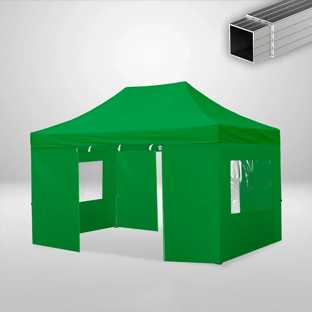 Carpa Plegable 3x4.5 m, Gama ECO 32mm, 2 laterales con puerta y 2 laterales con ventanas, verde botella 1 Carpa Plegable 3x4.5 m, Gama ECO 32mm, 2 laterales con puerta y 2 laterales con ventanas, verde botella
