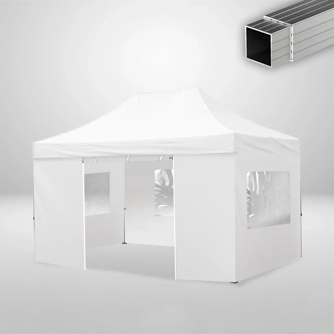 Carpa Plegable 3x4.5 m, Gama ECO 32mm, 3 laterales con ventanas y 1 laterales con puerta, blanco 1 Carpa Plegable 3x4.5 m, Gama ECO 32mm, 3 laterales con ventanas y 1 laterales con puerta, blanco