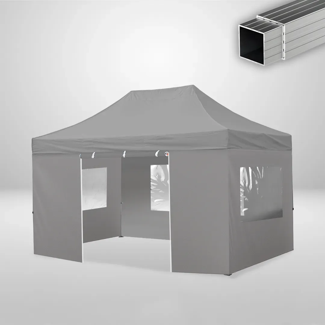 Carpa Plegable 3x4.5 m, Gama ECO 32mm, 3 laterales con ventanas y 1 laterales con puerta, gris 1 Carpa Plegable 3x4.5 m, Gama ECO 32mm, 3 laterales con ventanas y 1 laterales con puerta, gris