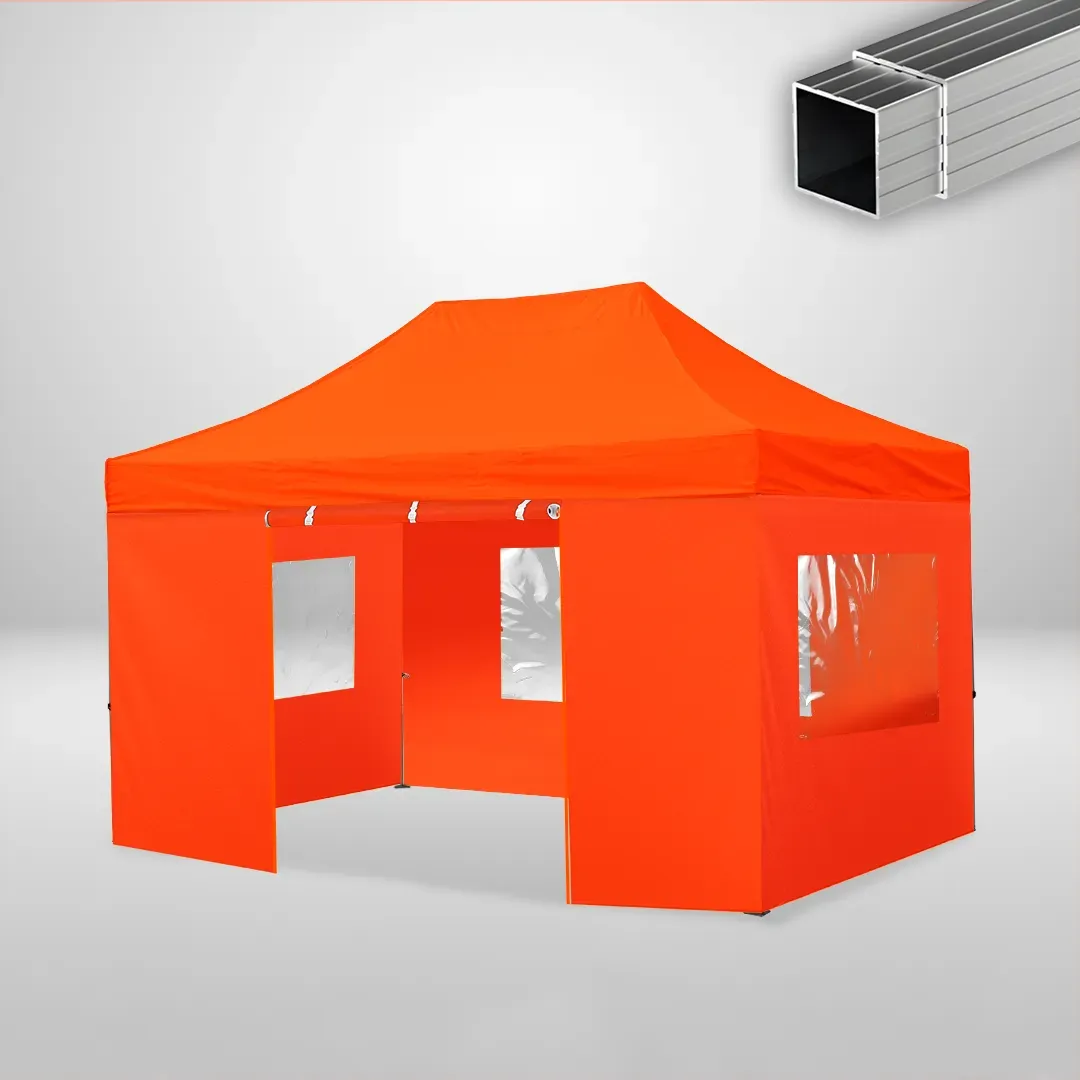 Carpa Plegable 3x4.5 m, Gama ECO 32mm, 3 laterales con ventanas y 1 laterales con puerta, naranja 1 Carpa Plegable 3x4.5 m, Gama ECO 32mm, 3 laterales con ventanas y 1 laterales con puerta, naranja