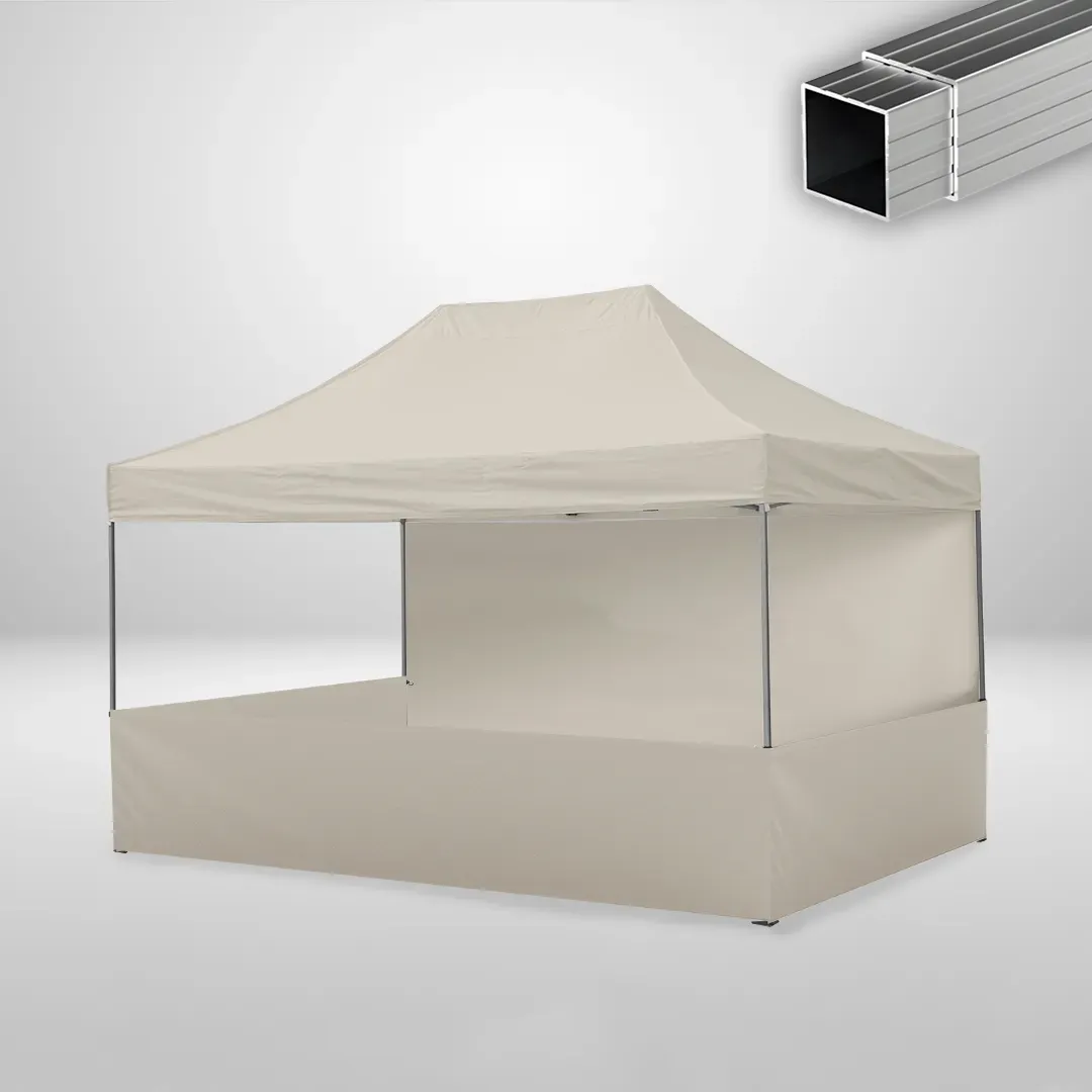 Carpa Plegable 3x4.5 m, Gama ECO 32mm, 1 lateral liso y 3 laterales a media altura, beige 1 Carpa Plegable 3x4.5 m, Gama ECO 32mm, 1 lateral liso y 3 laterales a media altura, beige