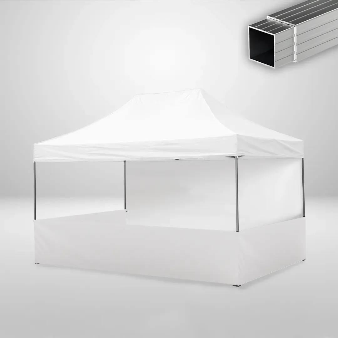 Carpa Plegable 3x4.5 m, Gama ECO 32mm, 1 lateral liso y 3 laterales a media altura, blanco 1 Carpa Plegable 3x4.5 m, Gama ECO 32mm, 1 lateral liso y 3 laterales a media altura, blanco