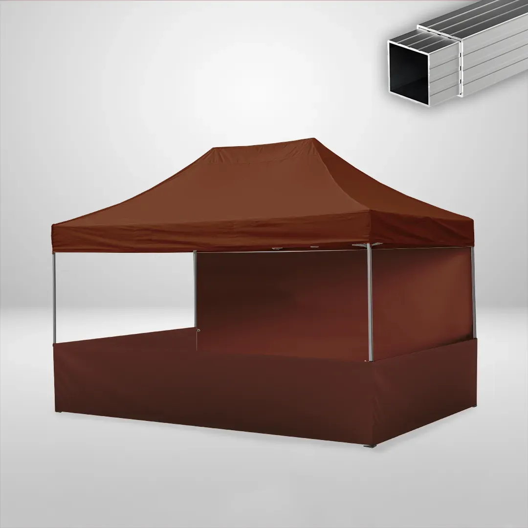 Carpa Plegable 3x4.5 m, Gama ECO 32mm, 1 lateral liso y 3 laterales a media altura, marron 1 Carpa Plegable 3x4.5 m, Gama ECO 32mm, 1 lateral liso y 3 laterales a media altura, marron