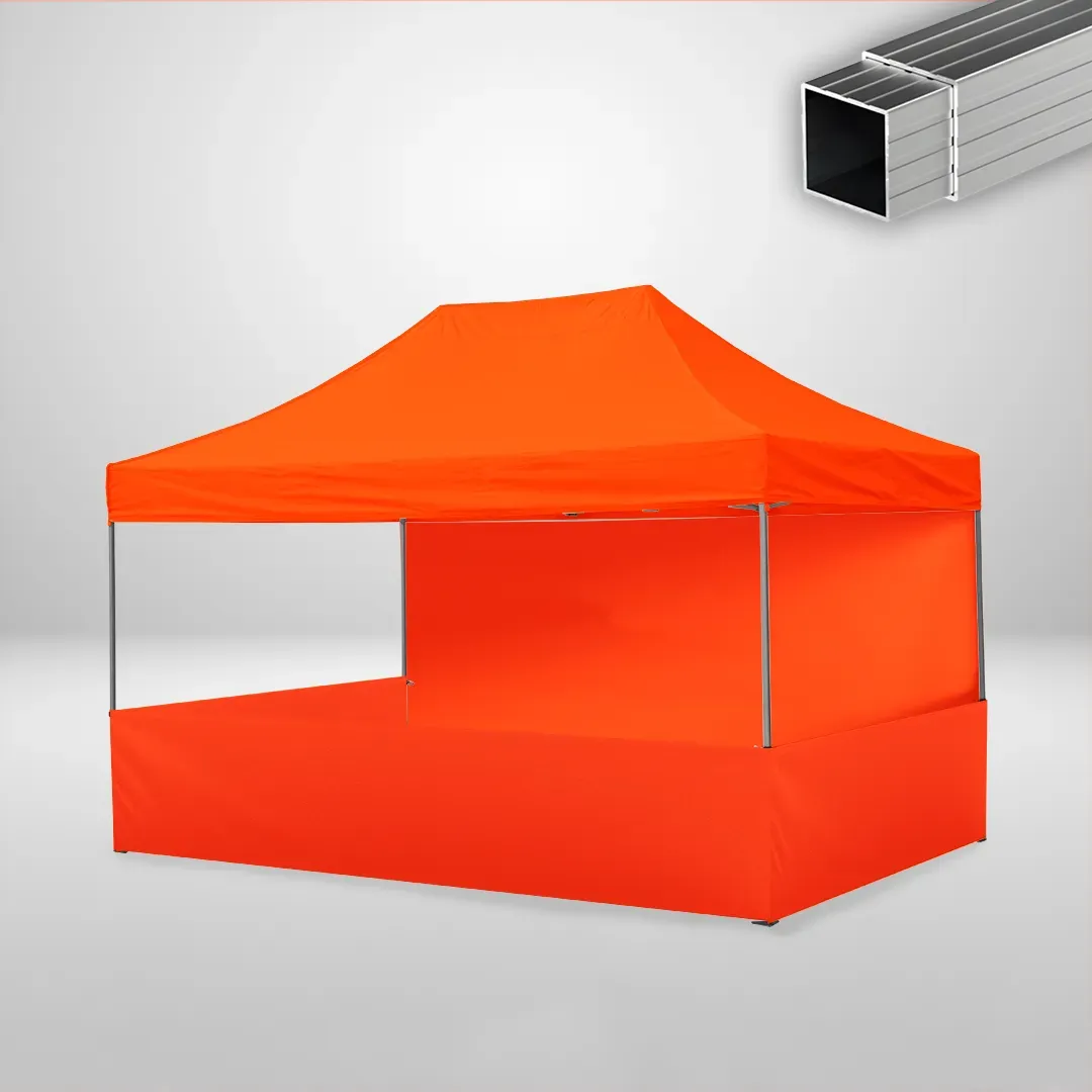 Carpa Plegable 3x4.5 m, Gama ECO 32mm, 1 lateral liso y 3 laterales a media altura, naranja 1 Carpa Plegable 3x4.5 m, Gama ECO 32mm, 1 lateral liso y 3 laterales a media altura, naranja