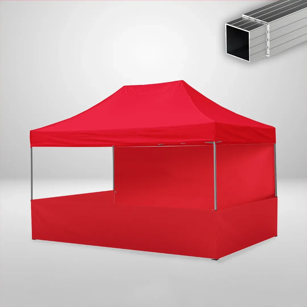 Carpa Plegable 3x4.5 m, Gama ECO 32mm, 1 lateral liso y 3 laterales a media altura, rojo 1 Carpa Plegable 3x4.5 m, Gama ECO 32mm, 1 lateral liso y 3 laterales a media altura, rojo