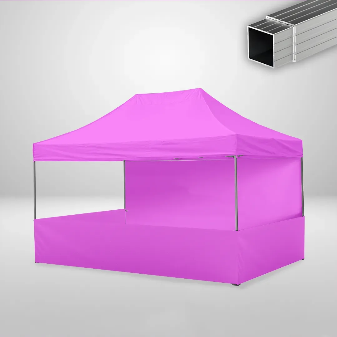 Carpa Plegable 3x4.5 m, Gama ECO 32mm, 1 lateral liso y 3 laterales a media altura, rosa 1 Carpa Plegable 3x4.5 m, Gama ECO 32mm, 1 lateral liso y 3 laterales a media altura, rosa