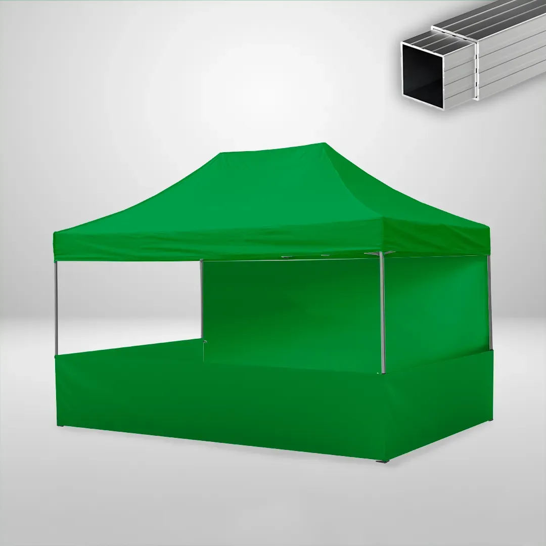 Carpa Plegable 3x4.5 m, Gama ECO 32mm, 1 lateral liso y 3 laterales a media altura, verde botella 1 Carpa Plegable 3x4.5 m, Gama ECO 32mm, 1 lateral liso y 3 laterales a media altura, verde botella