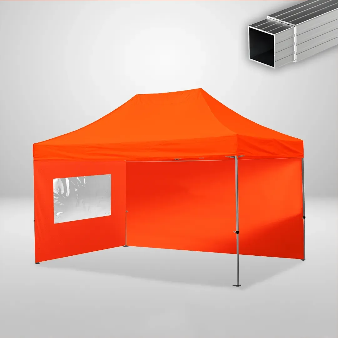 Carpa Plegable 3x4.5 m, Gama ECO 32mm, 1 lateral liso y 1 lateral con ventana, naranja 1 Carpa Plegable 3x4.5 m, Gama ECO 32mm, 1 lateral liso y 1 lateral con ventana, naranja