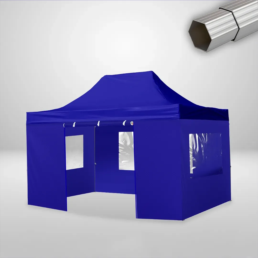 Carpa Plegable 3x4.5 m, Gama ELITE 50mm, 3 laterales con ventanas y 1 laterales con puerta, azul 1 Carpa Plegable 3x4.5 m, Gama ELITE 50mm, 3 laterales con ventanas y 1 laterales con puerta, azul