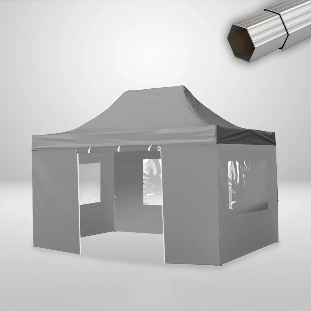 Carpa Plegable 3x4.5 m, Gama ELITE 50mm, 3 laterales con ventanas y 1 laterales con puerta, gris 1 Carpa Plegable 3x4.5 m, Gama ELITE 50mm, 3 laterales con ventanas y 1 laterales con puerta, gris