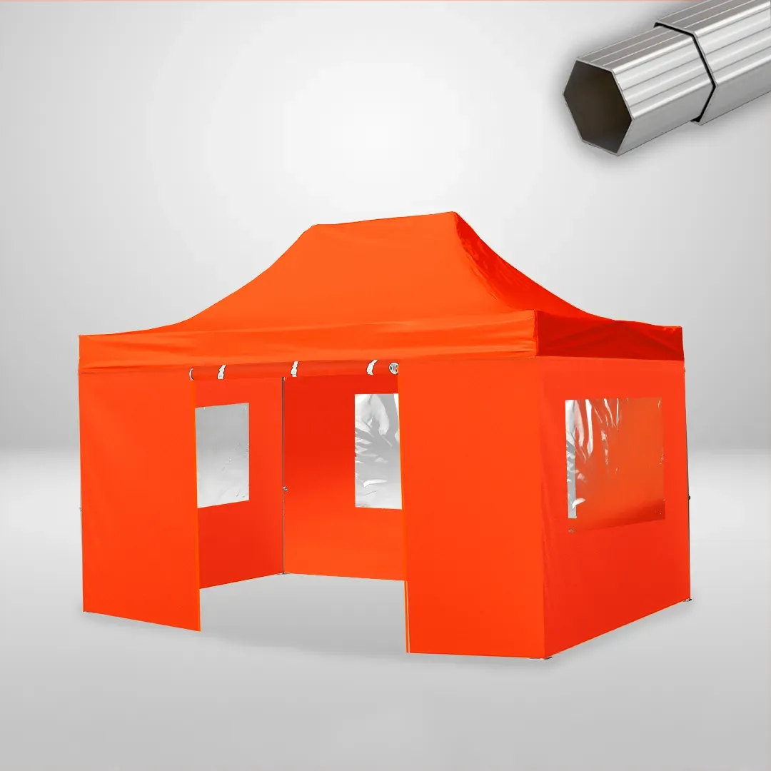 Carpa Plegable 3x4.5 m, Gama ELITE 50mm, 3 laterales con ventanas y 1 laterales con puerta, naranja 1 Carpa Plegable 3x4.5 m, Gama ELITE 50mm, 3 laterales con ventanas y 1 laterales con puerta, naranja