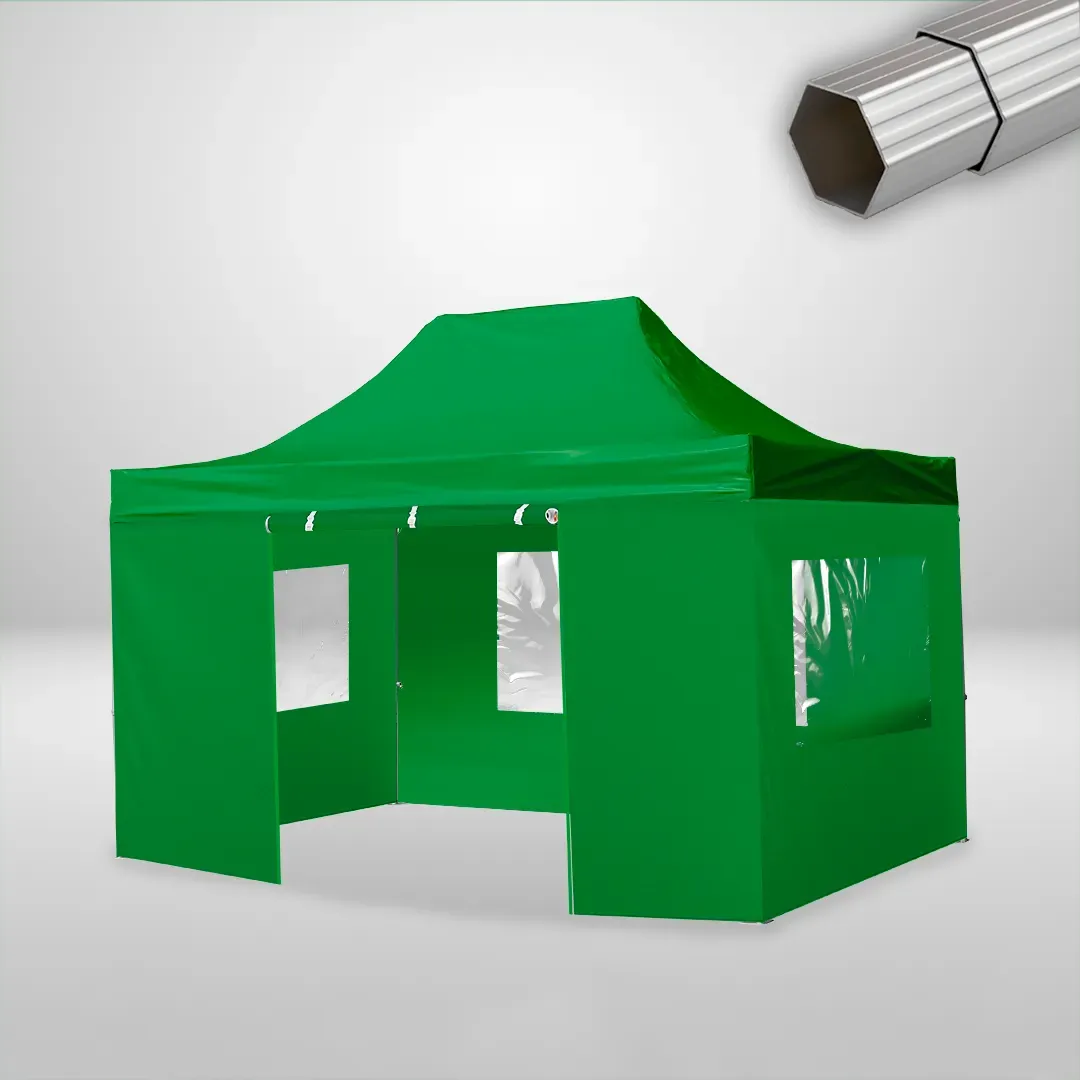 Carpa Plegable 3x4.5 m, Gama ELITE 50mm, 3 laterales con ventanas y 1 laterales con puerta, verde botella 1 Carpa Plegable 3x4.5 m, Gama ELITE 50mm, 3 laterales con ventanas y 1 laterales con puerta, verde botella
