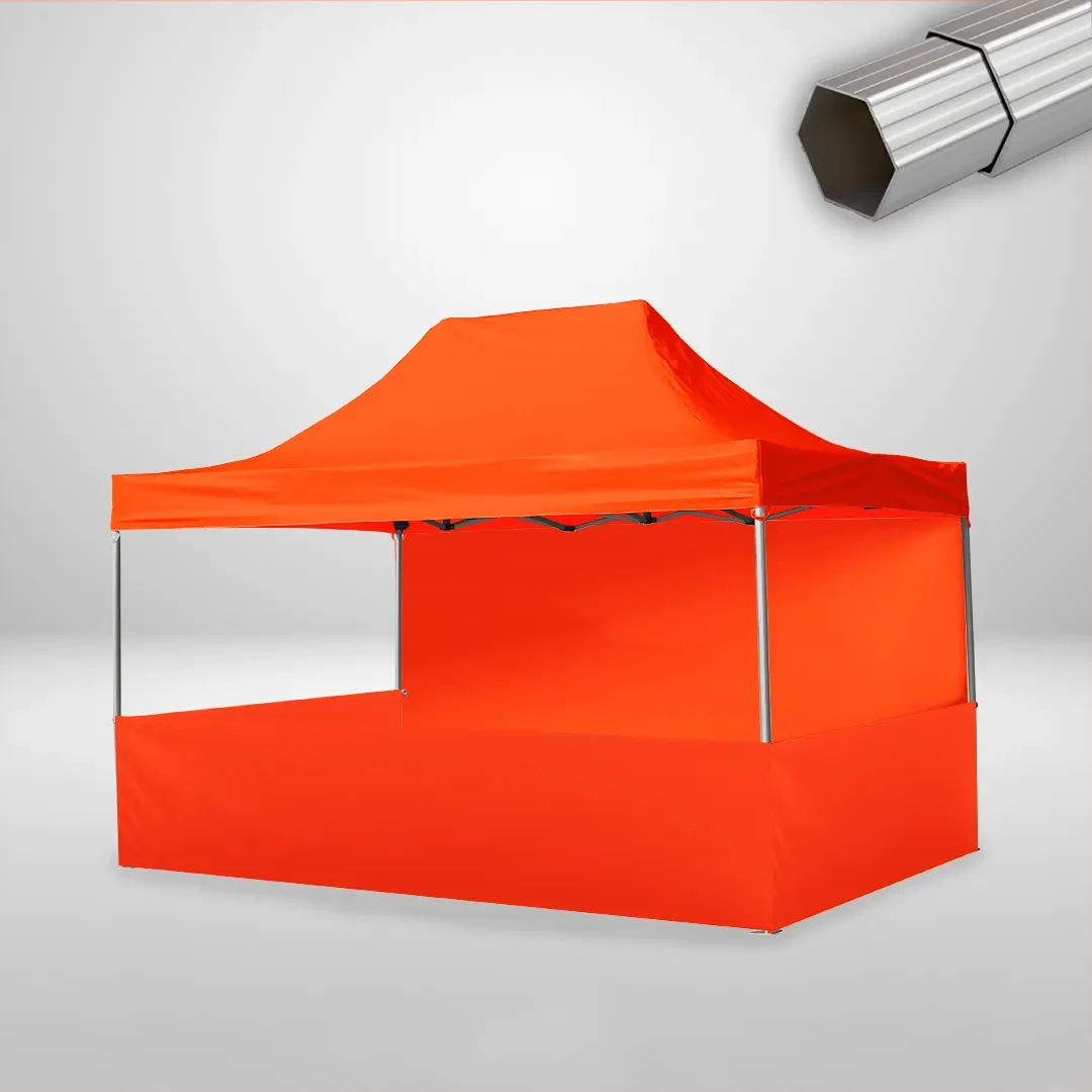 Carpa Plegable 3x4.5 m, Gama ELITE 50mm, 1 lateral liso y 3 laterales a media altura, naranja 1 Carpa Plegable 3x4.5 m, Gama ELITE 50mm, 1 lateral liso y 3 laterales a media altura, naranja
