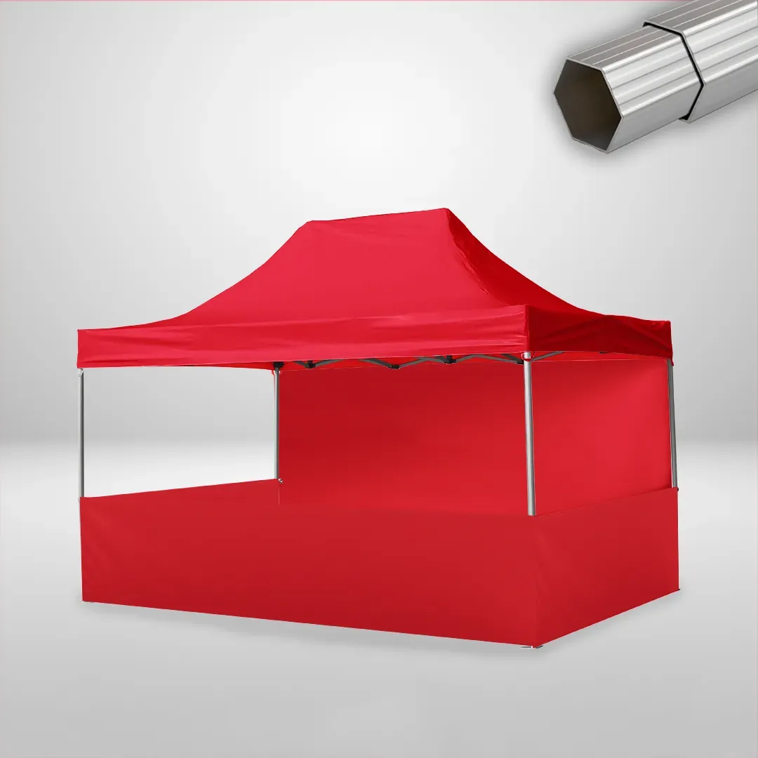 Carpa Plegable 3x4.5 m, Gama ELITE 50mm, 1 lateral liso y 3 laterales a media altura, rojo 1 Carpa Plegable 3x4.5 m, Gama ELITE 50mm, 1 lateral liso y 3 laterales a media altura, rojo