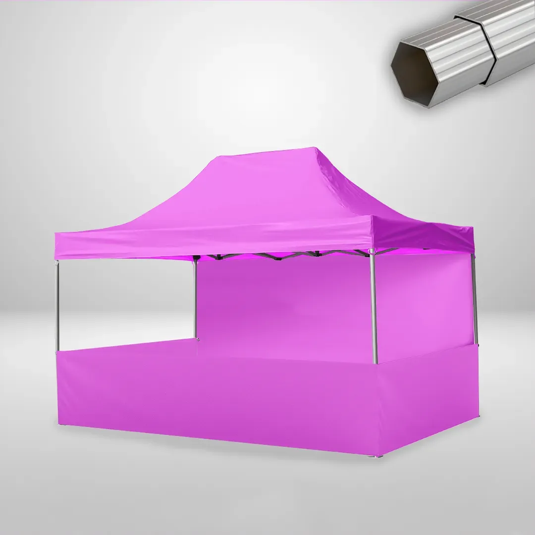 Carpa Plegable 3x4.5 m, Gama ELITE 50mm, 1 lateral liso y 3 laterales a media altura, rosa 1 Carpa Plegable 3x4.5 m, Gama ELITE 50mm, 1 lateral liso y 3 laterales a media altura, rosa