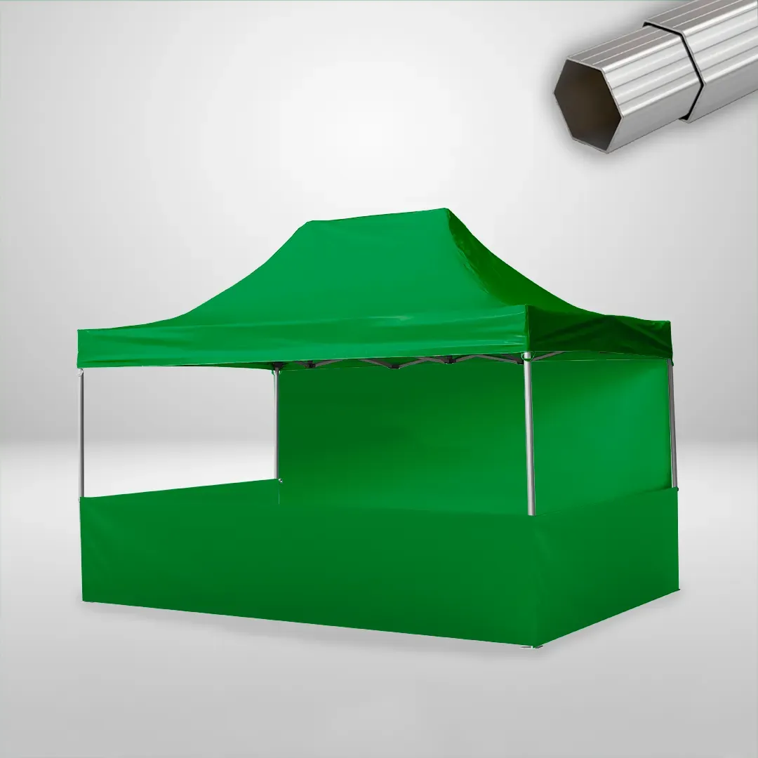 Carpa Plegable 3x4.5 m, Gama ELITE 50mm, 1 lateral liso y 3 laterales a media altura, verde botella 1 Carpa Plegable 3x4.5 m, Gama ELITE 50mm, 1 lateral liso y 3 laterales a media altura, verde botella