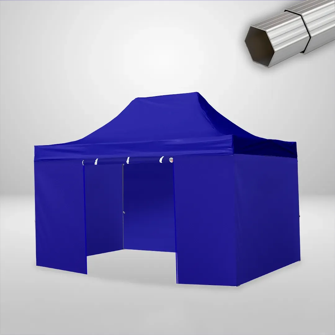 Carpa Plegable 3x4.5 m, Gama ELITE 50mm, 3 laterales lisos y 1 lateral con puerta, azul 1 Carpa Plegable 3x4.5 m, Gama ELITE 50mm, 3 laterales lisos y 1 lateral con puerta, azul