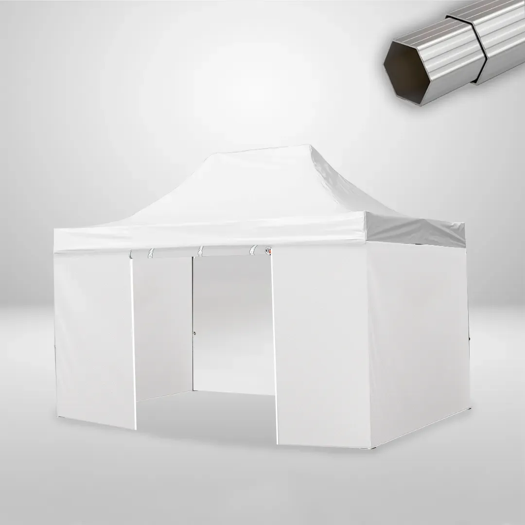Carpa Plegable 3x4.5 m, Gama ELITE 50mm, 3 laterales lisos y 1 lateral con puerta, blanco 1 Carpa Plegable 3x4.5 m, Gama ELITE 50mm, 3 laterales lisos y 1 lateral con puerta, blanco