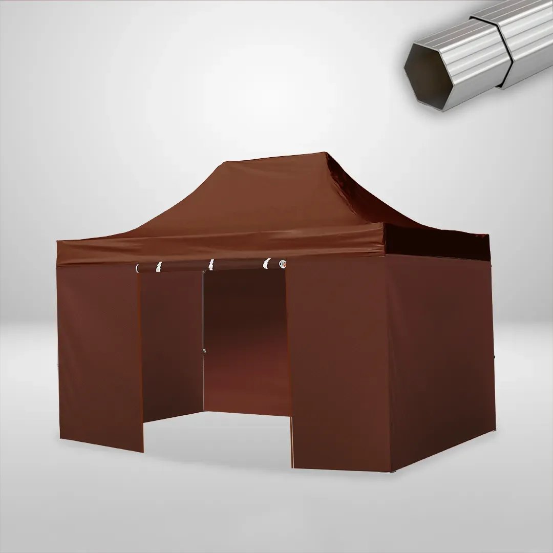 Carpa Plegable 3x4.5 m, Gama ELITE 50mm, 3 laterales lisos y 1 lateral con puerta, marron 1 Carpa Plegable 3x4.5 m, Gama ELITE 50mm, 3 laterales lisos y 1 lateral con puerta, marron