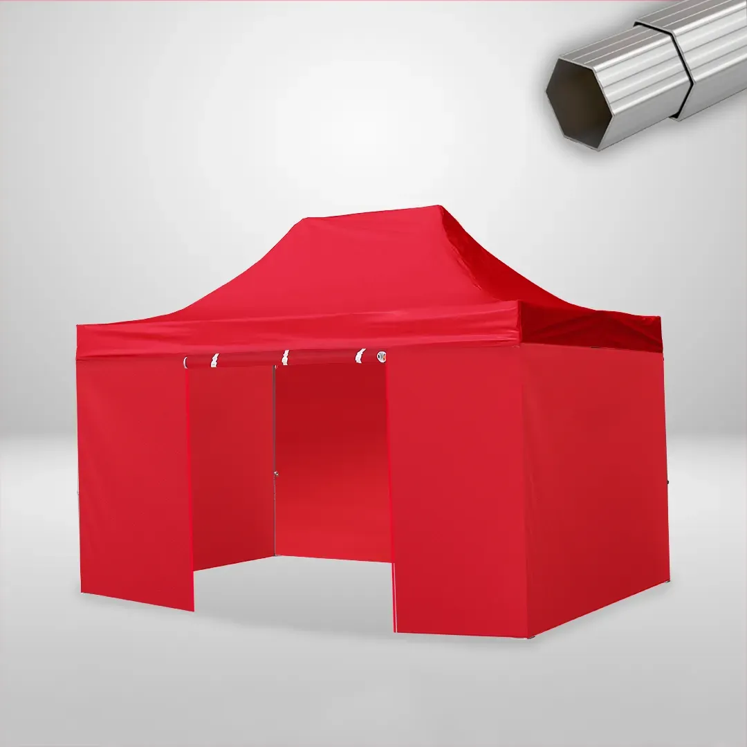 Carpa Plegable 3x4.5 m, Gama ELITE 50mm, 3 laterales lisos y 1 lateral con puerta, rojo 1 Carpa Plegable 3x4.5 m, Gama ELITE 50mm, 3 laterales lisos y 1 lateral con puerta, rojo