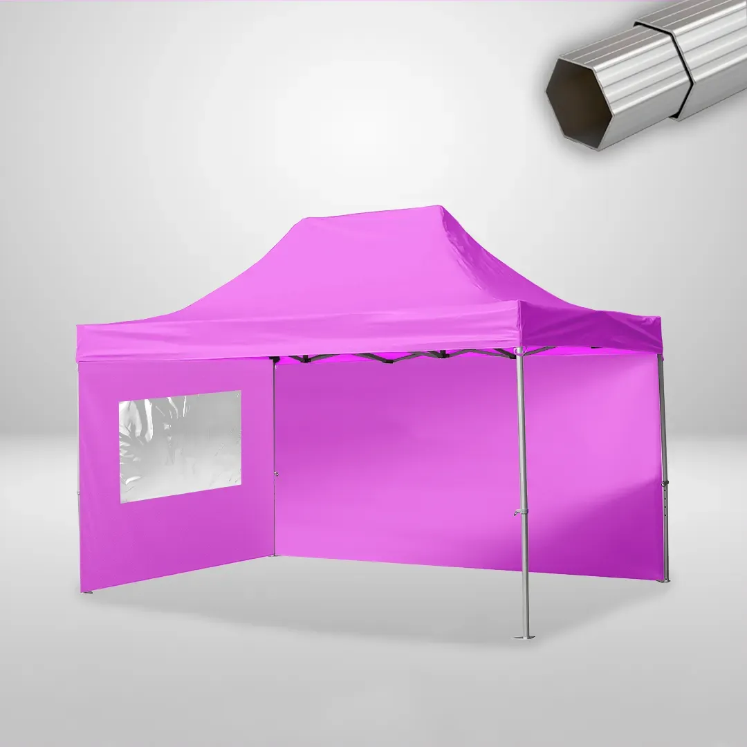 Carpa Plegable 3x4.5 m, Gama ELITE 50mm, 1 lateral liso y 1 lateral con ventana, rosa 1 Carpa Plegable 3x4.5 m, Gama ELITE 50mm, 1 lateral liso y 1 lateral con ventana, rosa