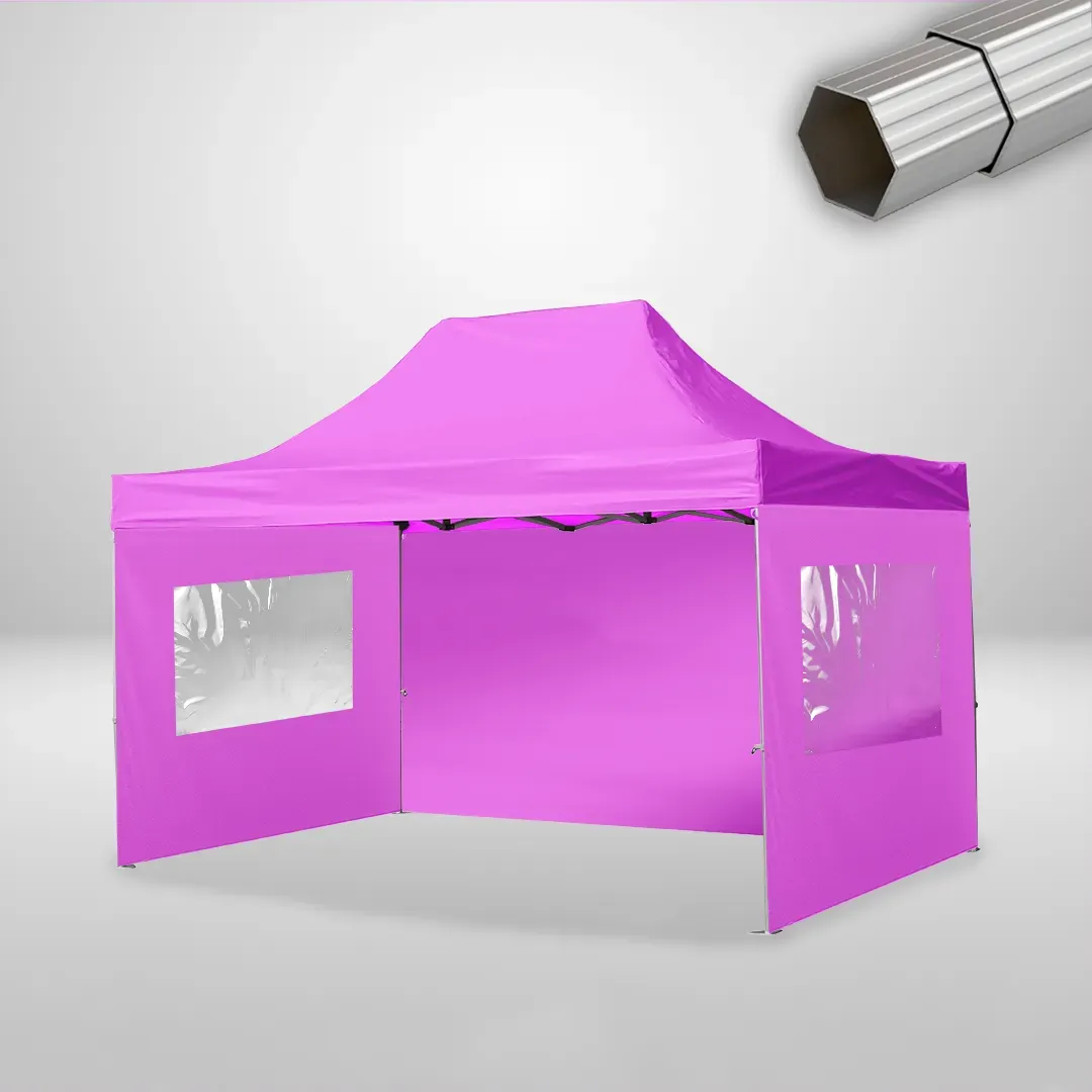 Carpa Plegable 3x4.5 m, Gama ELITE 50mm, 1 lateral liso y 2 laterales con ventanas, rosa 1 Carpa Plegable 3x4.5 m, Gama ELITE 50mm, 1 lateral liso y 2 laterales con ventanas, rosa