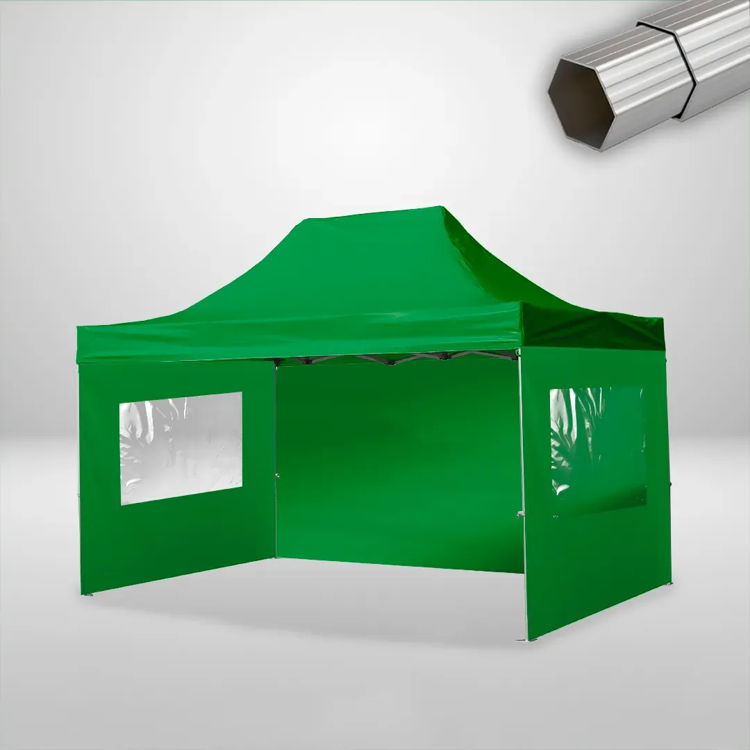 Carpa Plegable 3x4.5 m, Gama ELITE 50mm, 1 lateral liso y 2 laterales con ventanas, verde botella 1 Carpa Plegable 3x4.5 m, Gama ELITE 50mm, 1 lateral liso y 2 laterales con ventanas, verde botella