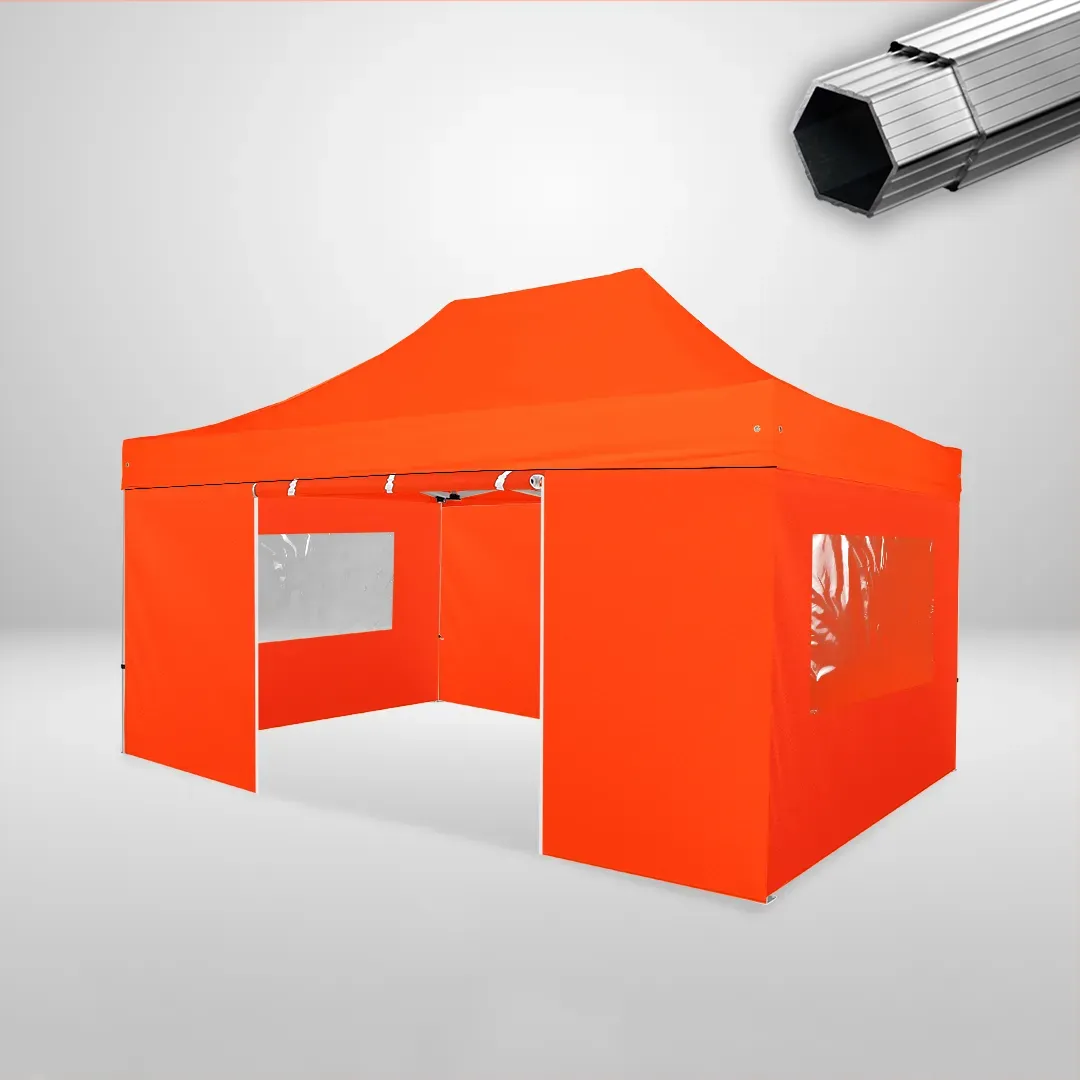 Carpa Plegable 3x4.5 m, Gama PLUS 40mm, 2 laterales con puerta y 2 laterales con ventanas, naranja 1 Carpa Plegable 3x4.5 m, Gama PLUS 40mm, 2 laterales con puerta y 2 laterales con ventanas, naranja