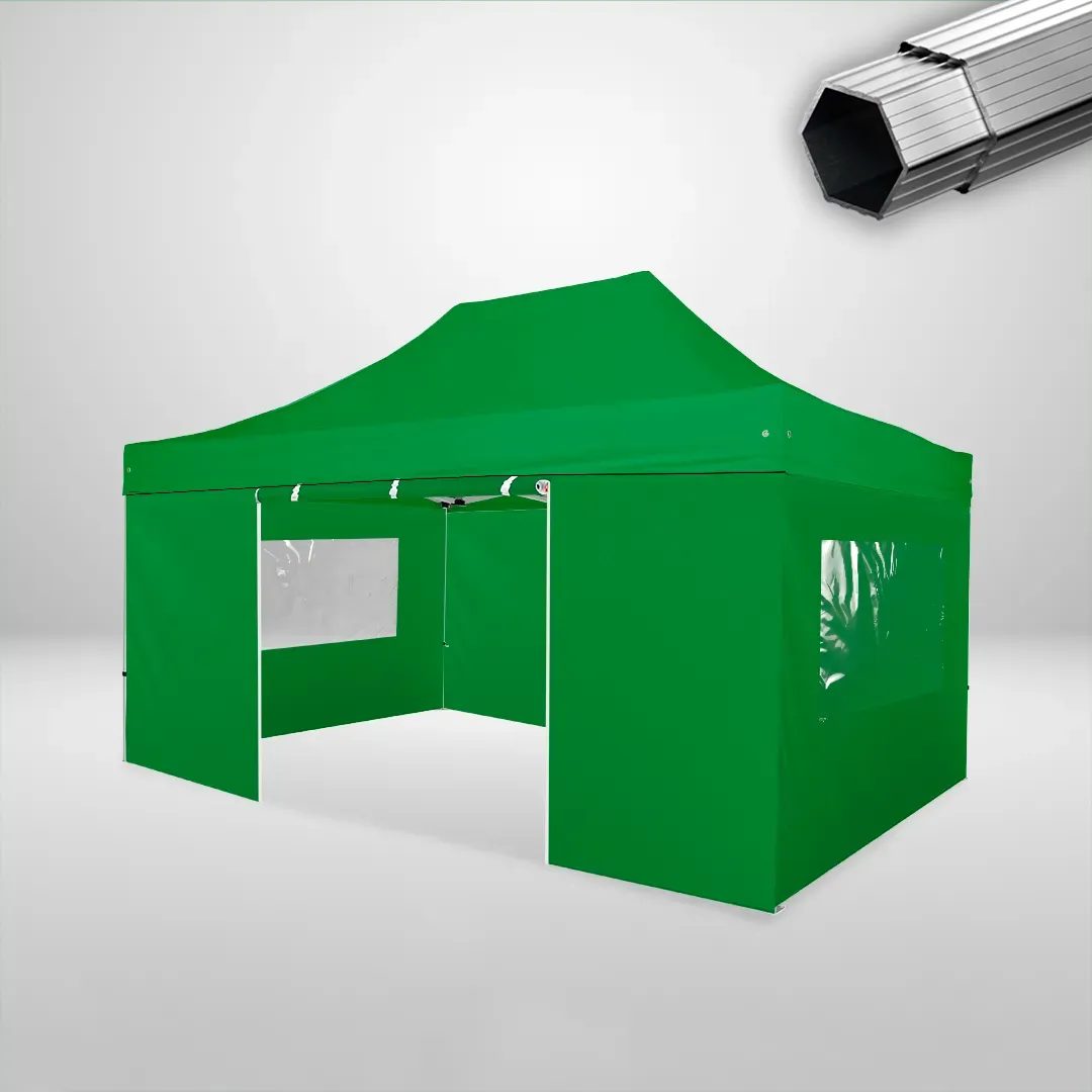 Carpa Plegable 3x4.5 m, Gama PLUS 40mm, 2 laterales con puerta y 2 laterales con ventanas, verde botella 1 Carpa Plegable 3x4.5 m, Gama PLUS 40mm, 2 laterales con puerta y 2 laterales con ventanas, verde botella