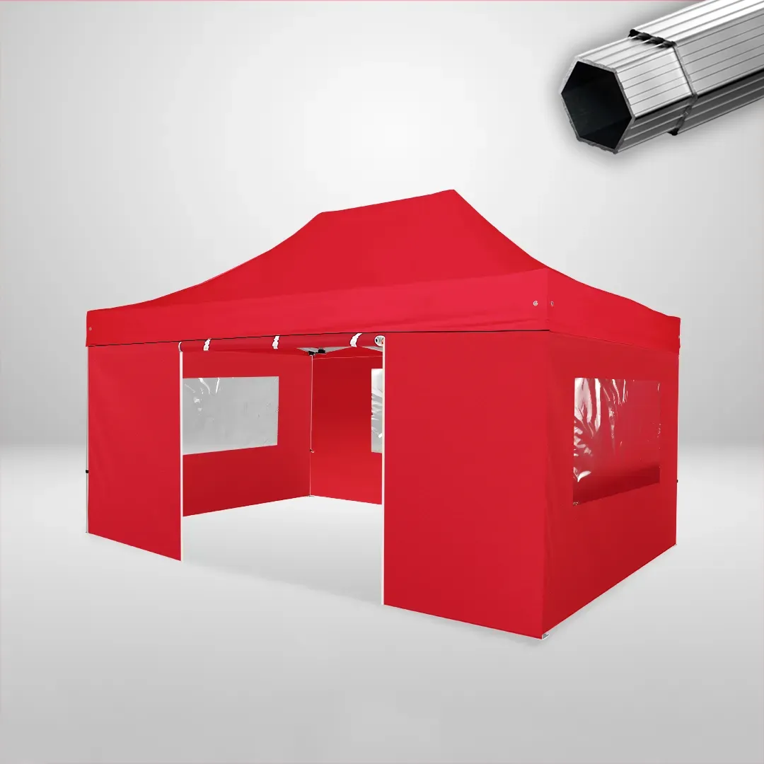 Carpa Plegable 3x4.5 m, Gama PLUS 40mm, 3 laterales con ventanas y 1 laterales con puerta, rojo 1 Carpa Plegable 3x4.5 m, Gama PLUS 40mm, 3 laterales con ventanas y 1 laterales con puerta, rojo