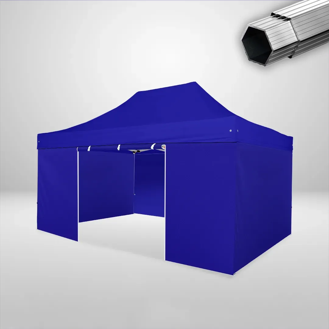 Carpa Plegable 3x4.5 m, Gama PLUS 40mm, 3 laterales lisos y 1 lateral con puerta, azul 1 Carpa Plegable 3x4.5 m, Gama PLUS 40mm, 3 laterales lisos y 1 lateral con puerta, azul
