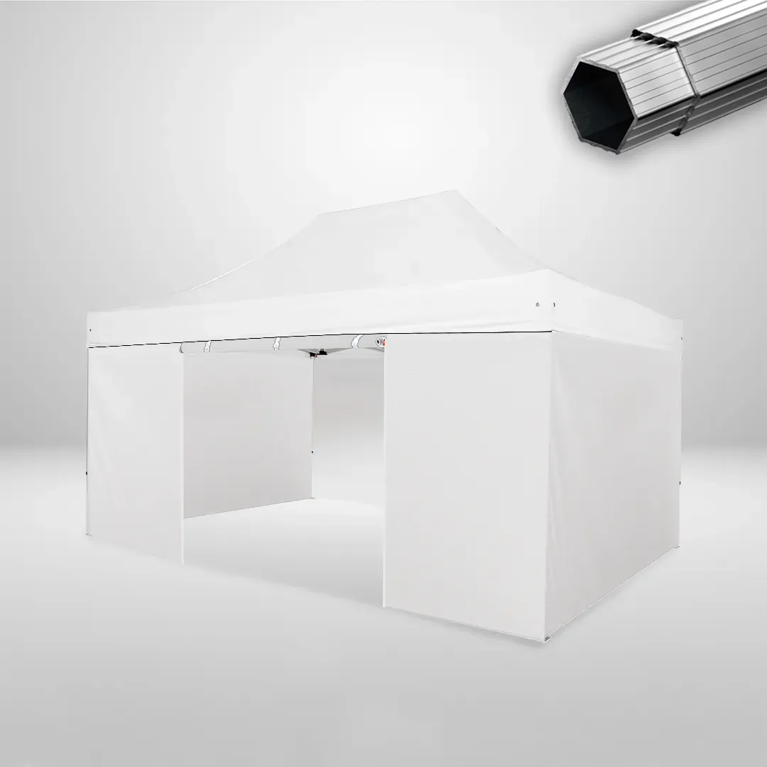 Carpa Plegable 3x4.5 m, Gama PLUS 40mm, 3 laterales lisos y 1 lateral con puerta, blanco 1 Carpa Plegable 3x4.5 m, Gama PLUS 40mm, 3 laterales lisos y 1 lateral con puerta, blanco