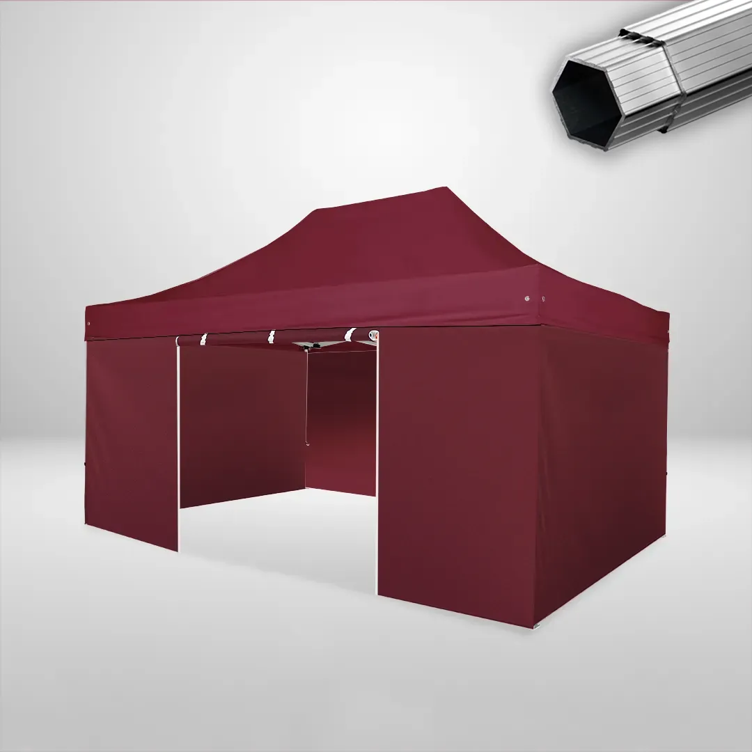 Carpa Plegable 3x4.5 m, Gama PLUS 40mm, 3 laterales lisos y 1 lateral con puerta, burdeos 1 Carpa Plegable 3x4.5 m, Gama PLUS 40mm, 3 laterales lisos y 1 lateral con puerta, burdeos