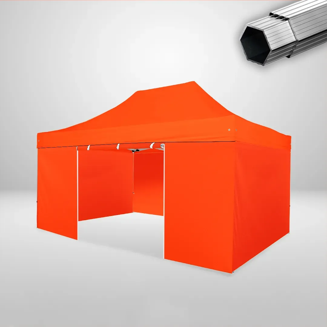 Carpa Plegable 3x4.5 m, Gama PLUS 40mm, 3 laterales lisos y 1 lateral con puerta, naranja 1 Carpa Plegable 3x4.5 m, Gama PLUS 40mm, 3 laterales lisos y 1 lateral con puerta, naranja