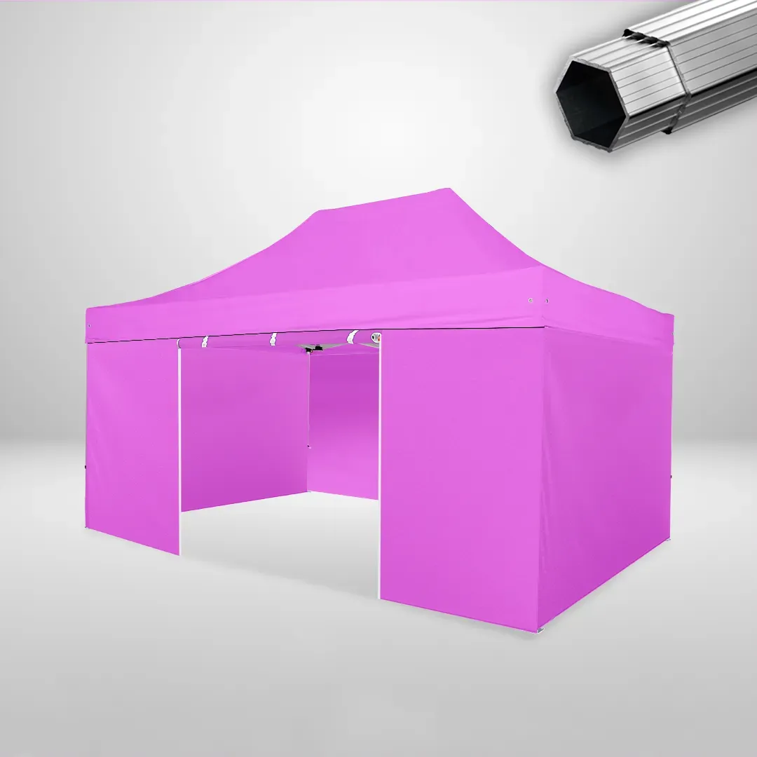Carpa Plegable 3x4.5 m, Gama PLUS 40mm, 3 laterales lisos y 1 lateral con puerta, rosa 1 Carpa Plegable 3x4.5 m, Gama PLUS 40mm, 3 laterales lisos y 1 lateral con puerta, rosa