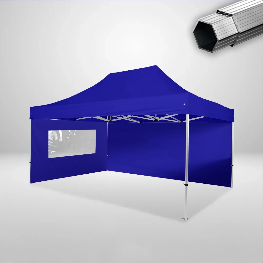 Carpa Plegable 3x4.5 m, Gama PLUS 40mm, 1 lateral liso y 1 lateral con ventana, azul 1 Carpa Plegable 3x4.5 m, Gama PLUS 40mm, 1 lateral liso y 1 lateral con ventana, azul
