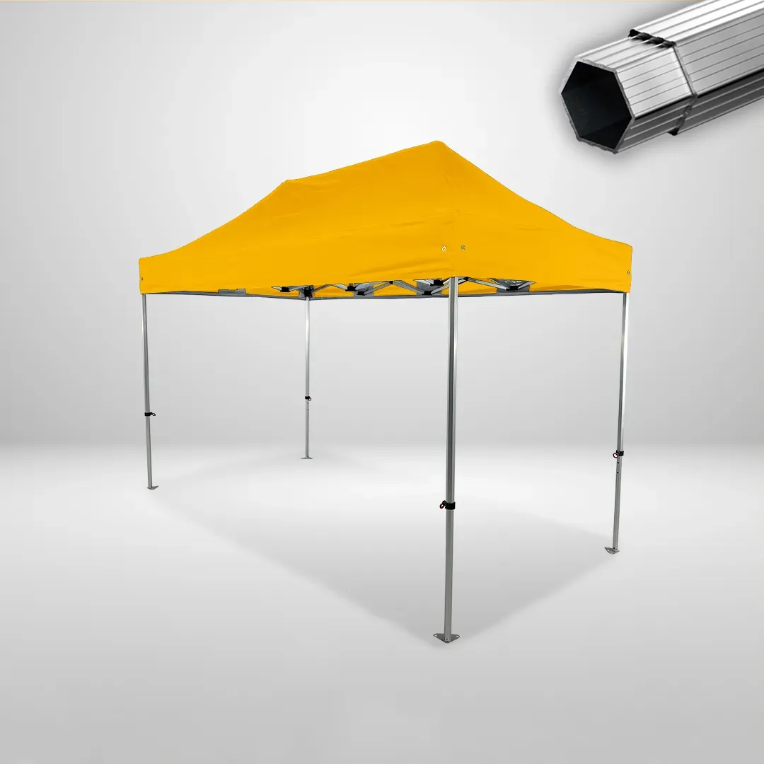Carpa Plegable 4x2 m, Gama PLUS 40mm, Sin laterales, amarillo