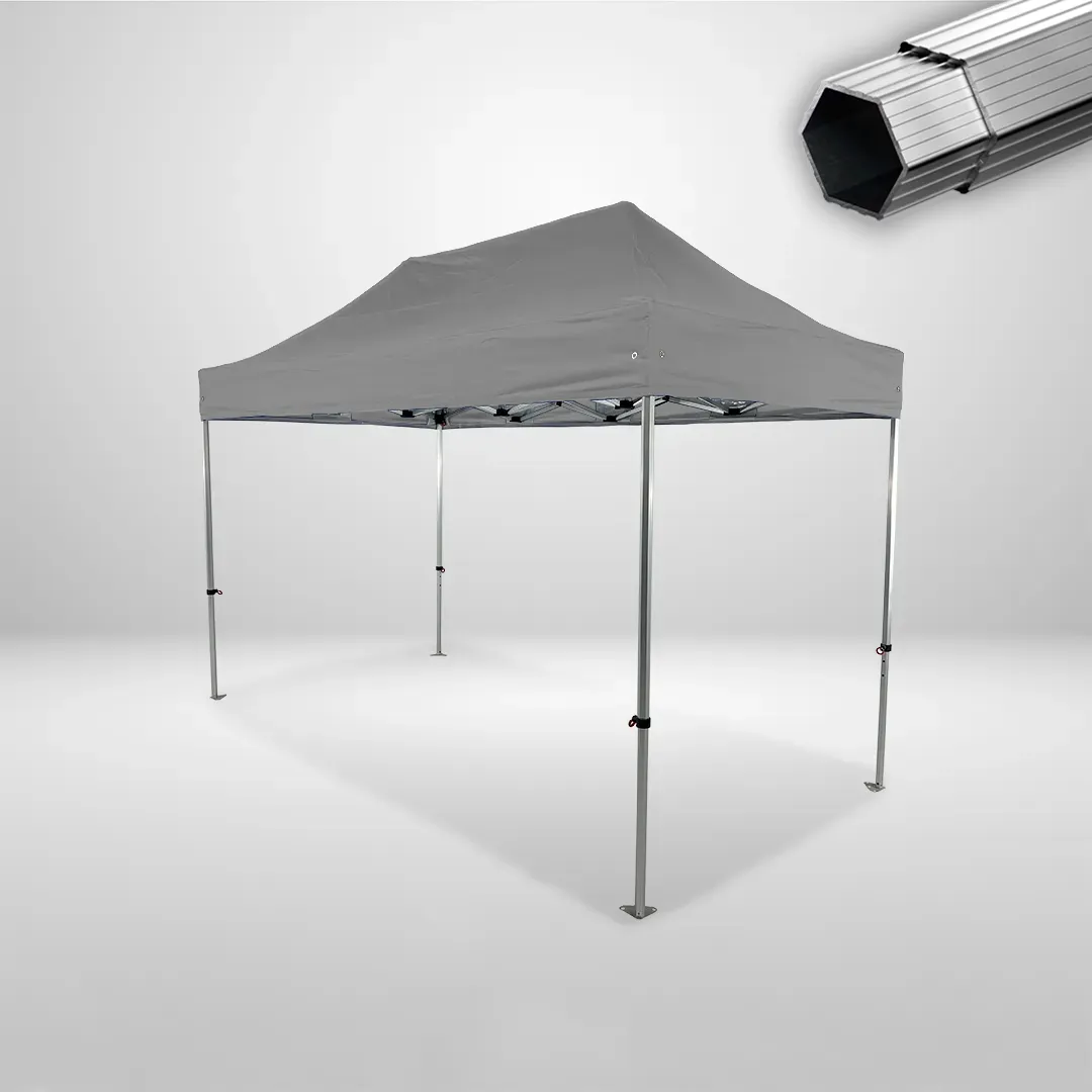 Carpa Plegable 4x2 m, Gama PLUS 40mm, Sin laterales, gris