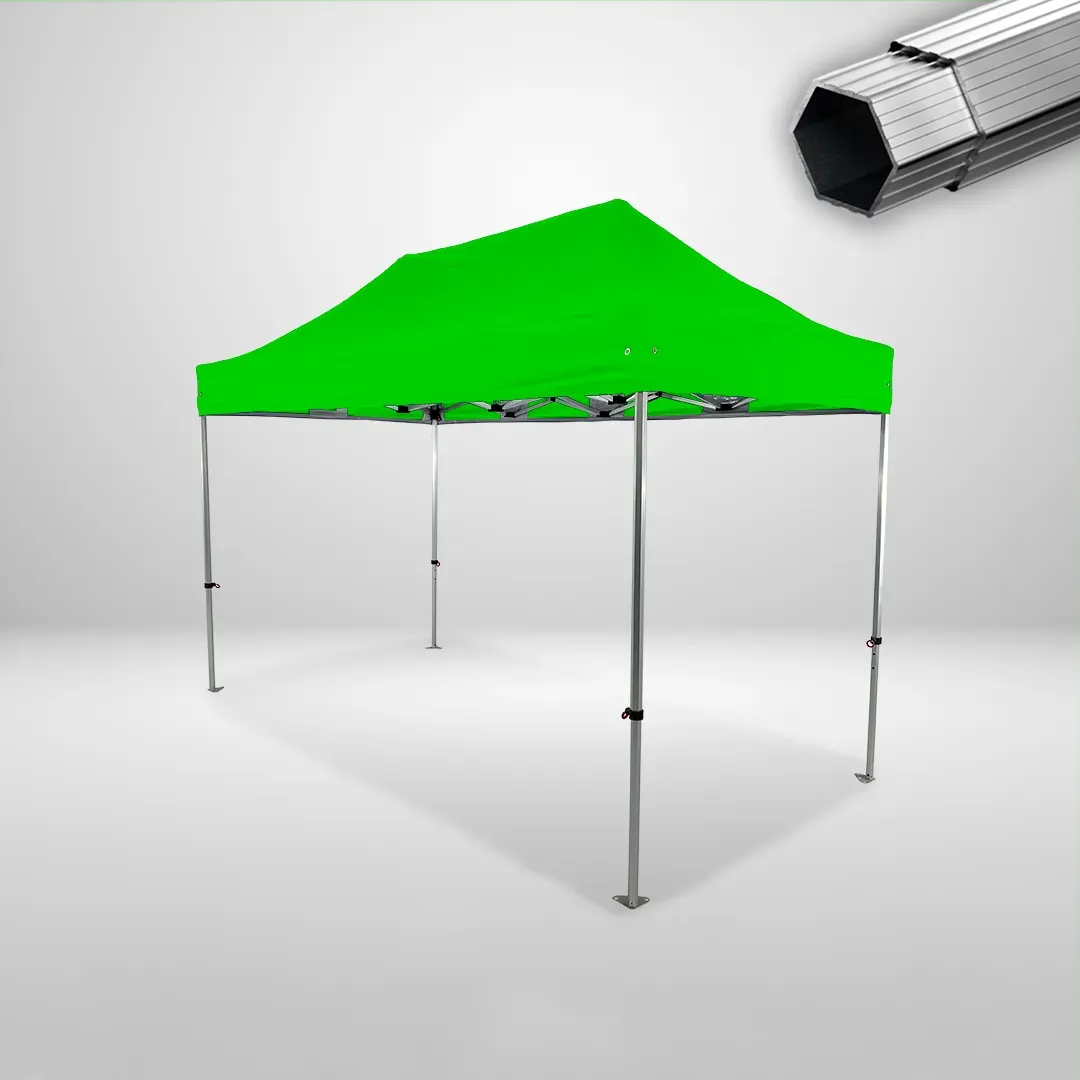Carpa Plegable 4x2 m, Gama PLUS 40mm, Sin laterales, verde lima