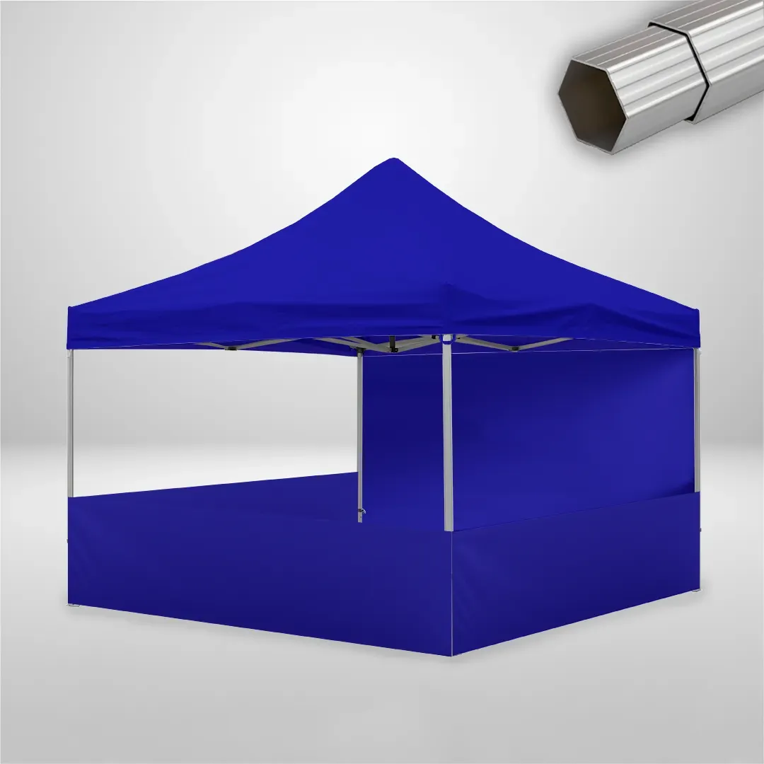 Carpa Plegable 4x4 m, Gama ELITE 50mm, 1 lateral liso y 3 laterales a media altura, azul 1 Carpa Plegable 4x4 m, Gama ELITE 50mm, 1 lateral liso y 3 laterales a media altura, azul